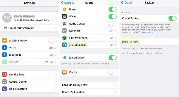 Enable iCloud Messaging Backup